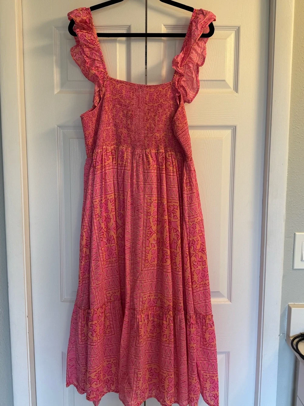 Vineyard Vines | Pink Ruffle Smocked Tiered Midi Women’s Dress Size XL